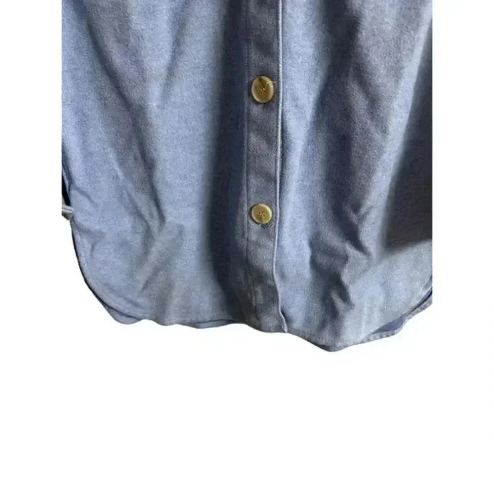 H&M Chambray Button Down Shirt Size XS Blue Oversized Shacket Casual Minimal - Picture 8 of 14